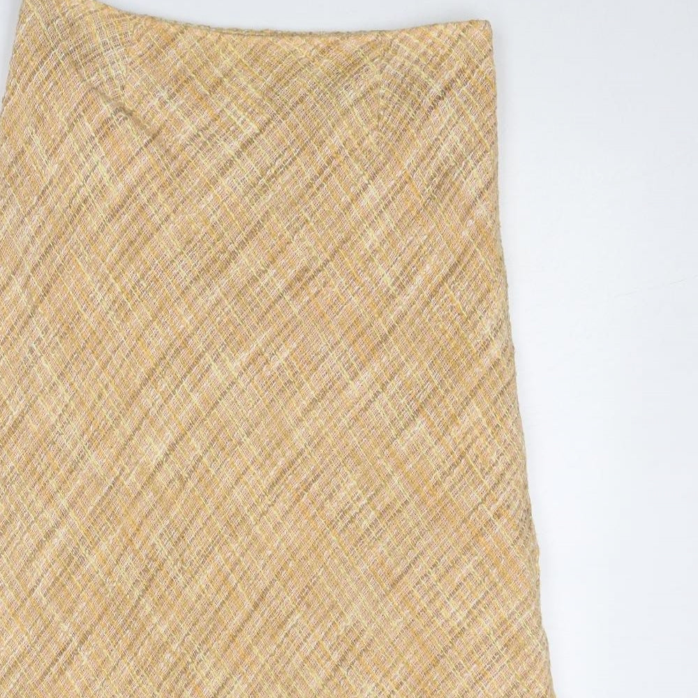Artigiano Womens Yellow Geometric Cotton Swing Skirt Size 14 Zip
