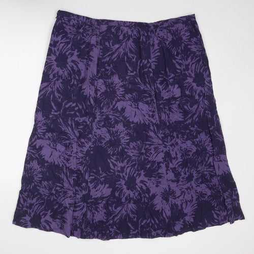 Classic Womens Purple Geometric Cotton Swing Skirt Size 20 Zip