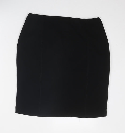 Precis Womens Black Polyester A-Line Skirt Size 14 Zip