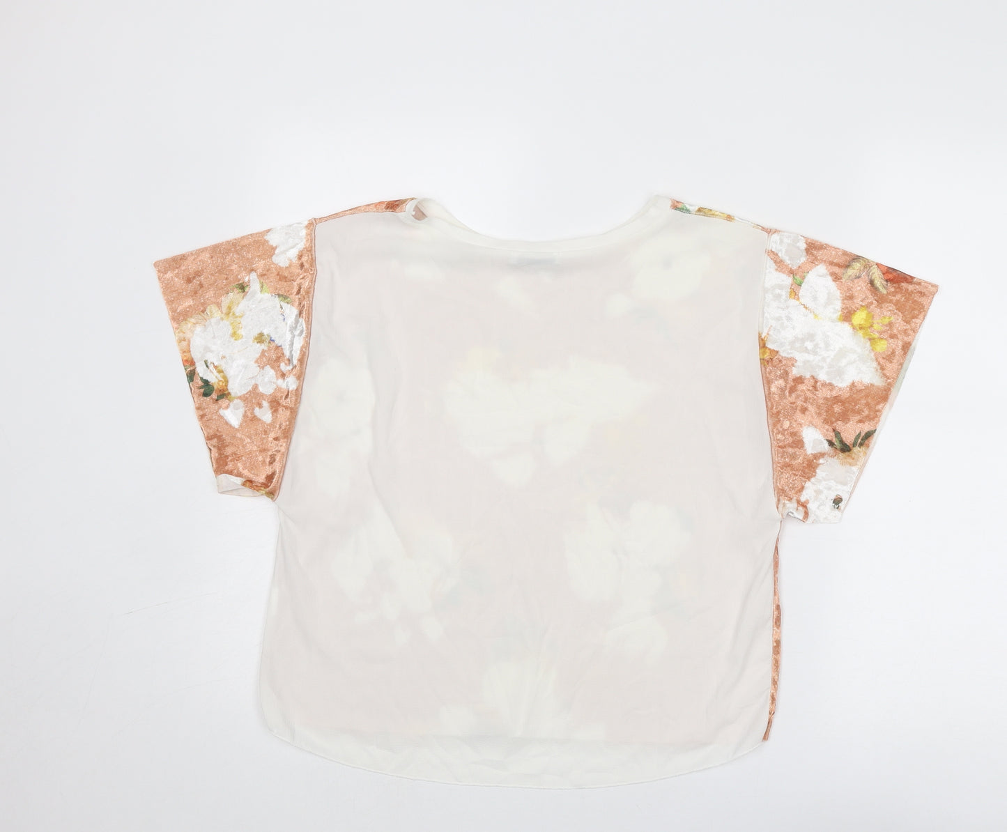 Zara Womens Multicoloured Geometric Polyester Basic Blouse Size M Round Neck