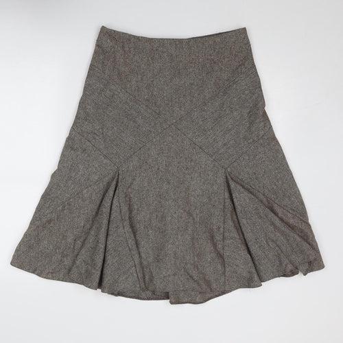 Phase Eight Womens Brown Wool Swing Skirt Size 12 Zip