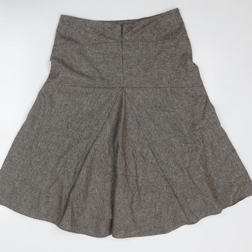 Phase Eight Womens Brown Wool Swing Skirt Size 12 Zip