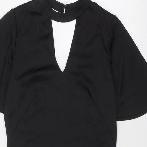 NEXT Womens Black Polyester Bodycon Size 10 Round Neck Zip