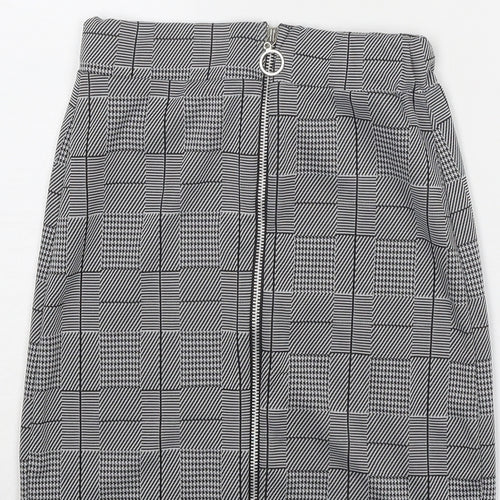 Look of the Day Womens Grey Plaid Polyester A-Line Skirt Size 6 Zip