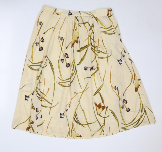 Silhouette Womens Yellow Floral Polyester Pleated Skirt Size 18