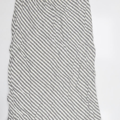 Alexon Womens Grey Striped Polyester A-Line Skirt Size 20