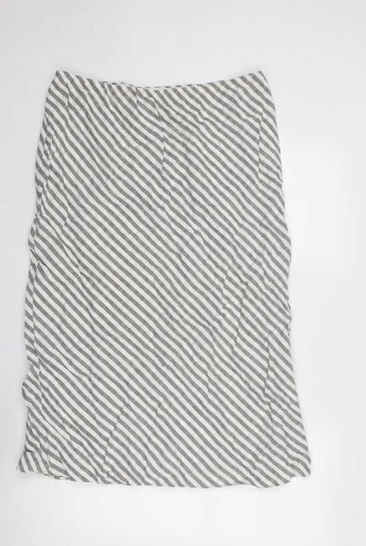 Alexon Womens Grey Striped Polyester A-Line Skirt Size 20