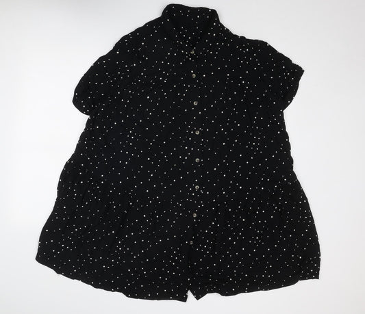 Yours Womens Black Polka Dot Viscose Shirt Dress Size 18 Collared Button
