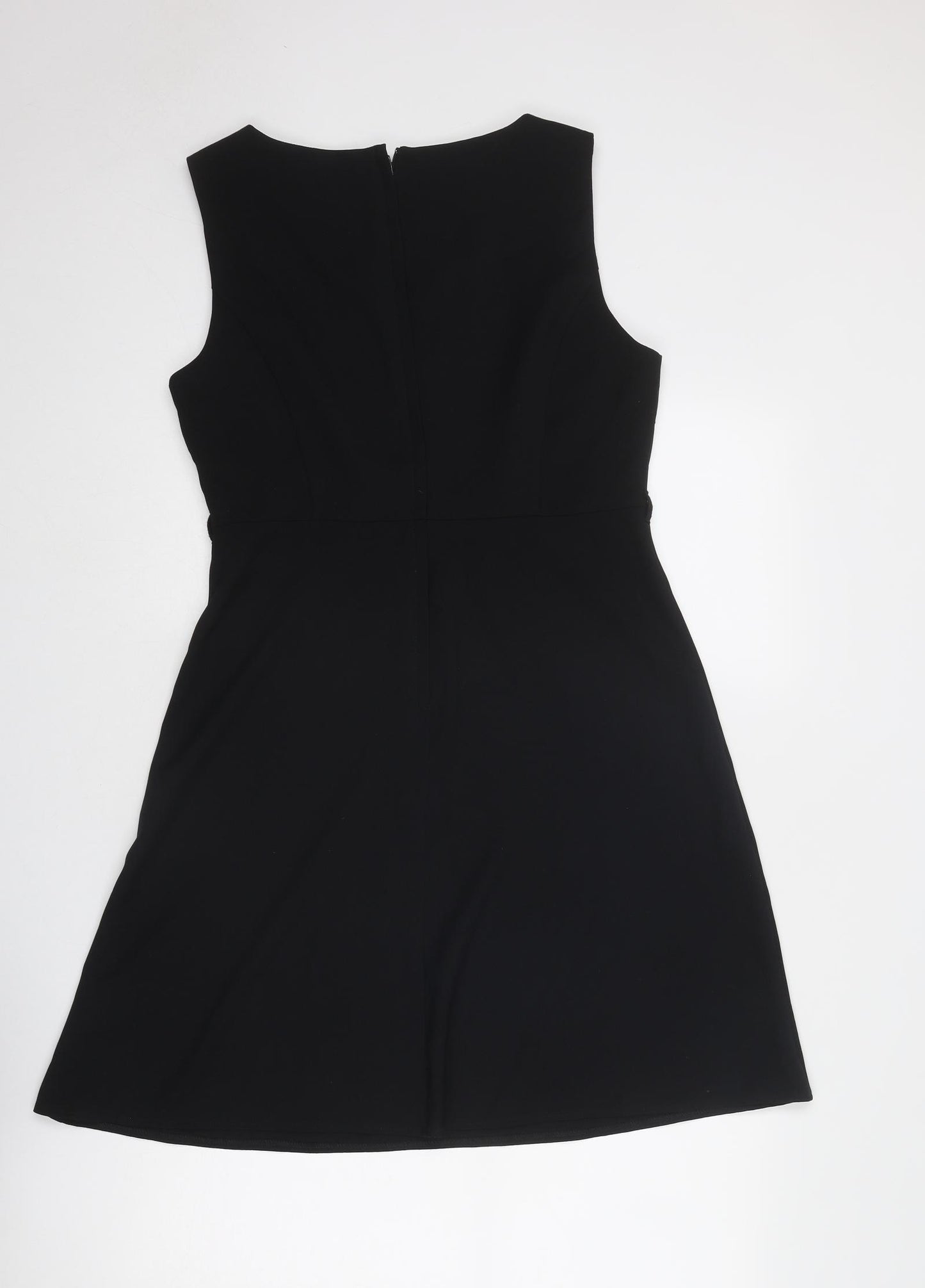 Dorothy Perkins Womens Black Polyester Shift Size 12 V-Neck Zip