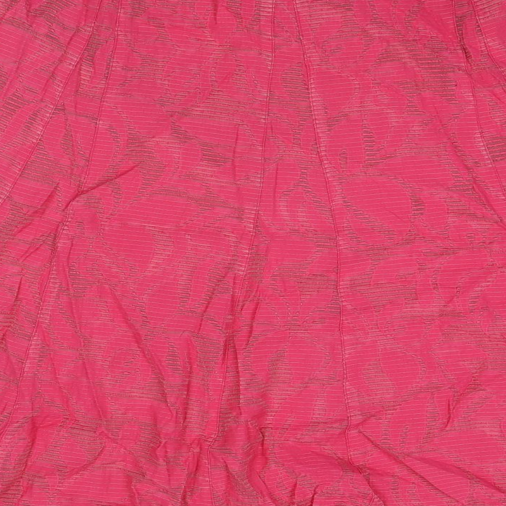 Classic Womens Pink Geometric Viscose Swing Skirt Size 16 Zip