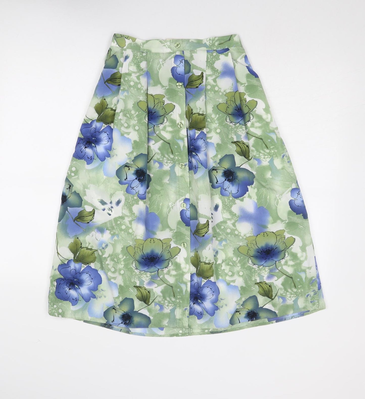 EWM Womens Green Floral Polyester Pleated Skirt Size 10