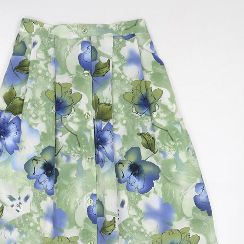 EWM Womens Green Floral Polyester Pleated Skirt Size 10