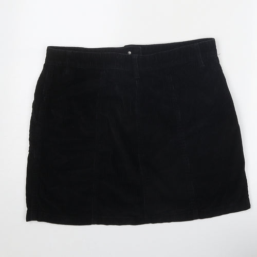 NEXT Womens Black Cotton A-Line Skirt Size 14 Zip