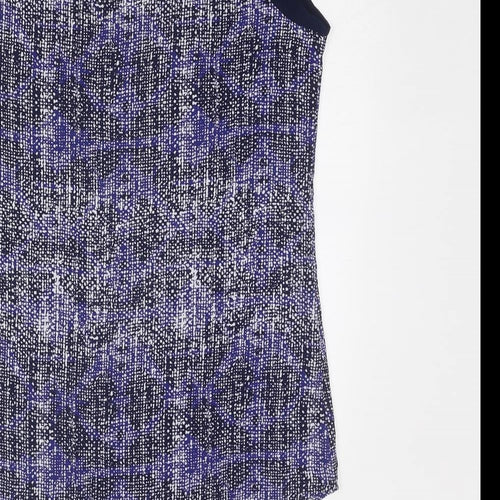 Jeanswest Womens Blue Geometric Polyester Basic Blouse Size 8 V-Neck