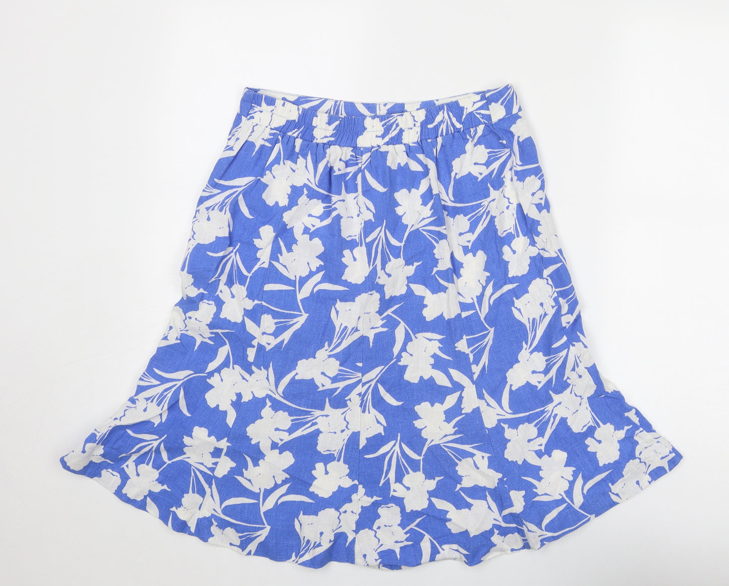 Classic Womens Blue Floral Viscose Swing Skirt Size 12