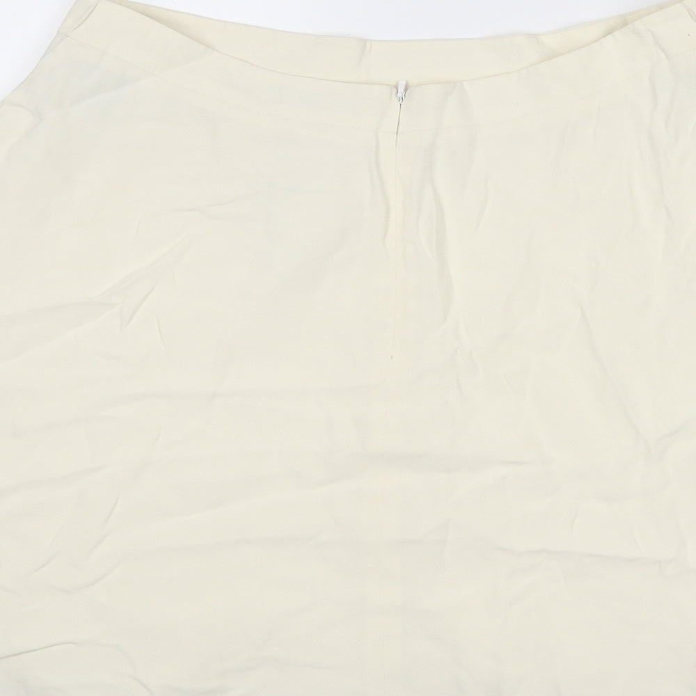Warehouse Womens Ivory Polyester Swing Skirt Size 12 Zip