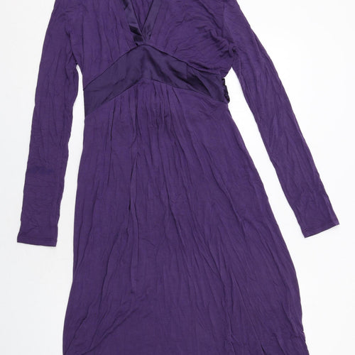 James Lakeland Womens Purple Viscose A-Line Size 18 V-Neck Pullover