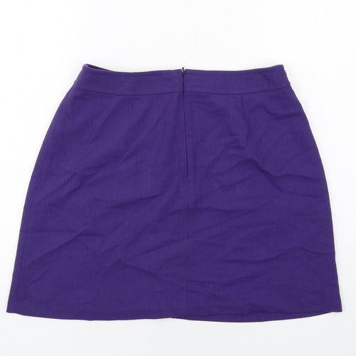 Warehouse Womens Purple Polyester A-Line Skirt Size 14 Zip