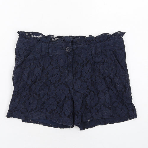 NEXT Girls Blue Cotton Chino Shorts Size 11 Years Regular Zip