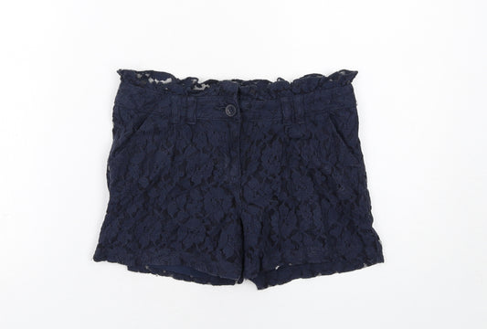 NEXT Girls Blue Cotton Chino Shorts Size 11 Years Regular Zip