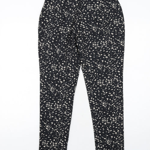 Warehouse Womens Black Geometric Polyester Carrot Trousers Size 12 Regular