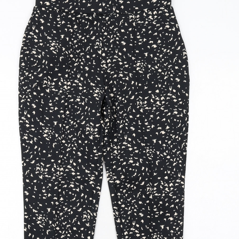 Warehouse Womens Black Geometric Polyester Carrot Trousers Size 12 Regular