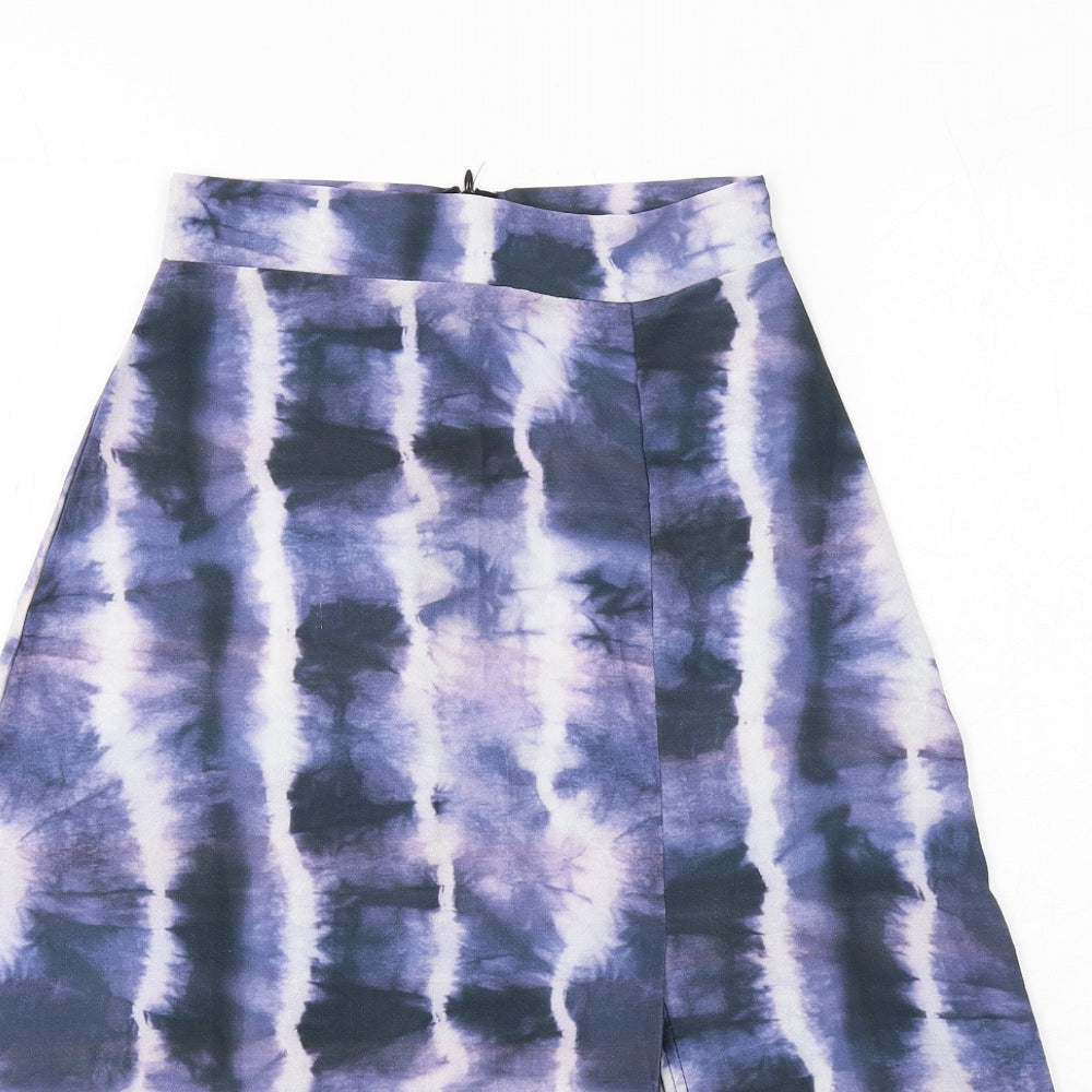 PRETTYLITTLETHING Womens Purple Geometric Polyester Peasant Skirt Size 6 Zip - Tie Dye Pattern