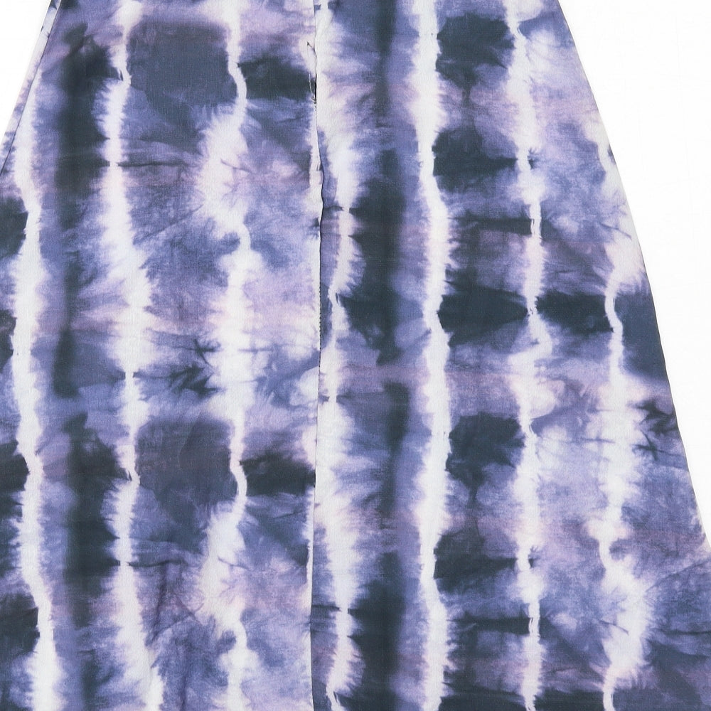 PRETTYLITTLETHING Womens Purple Geometric Polyester Peasant Skirt Size 6 Zip - Tie Dye Pattern