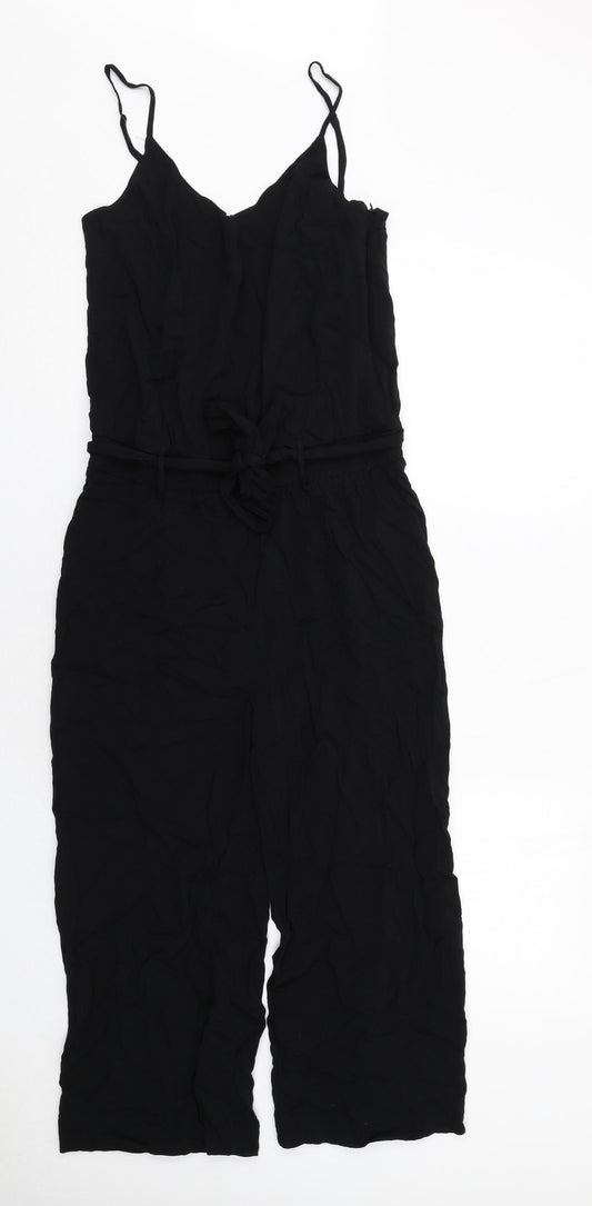 fransa Womens Black Viscose Jumpsuit One-Piece Size S Zip