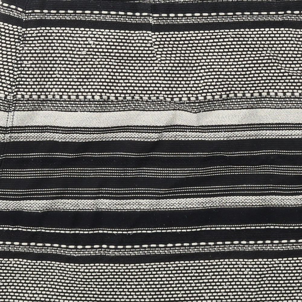 Camaieu Womens Black Geometric Polyester A-Line Skirt Size 14 Zip