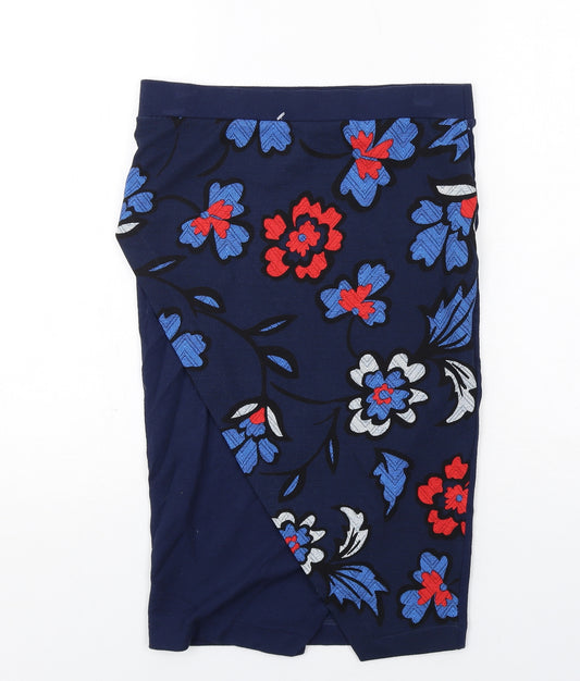 NEXT Womens Blue Floral Polyester A-Line Skirt Size 10