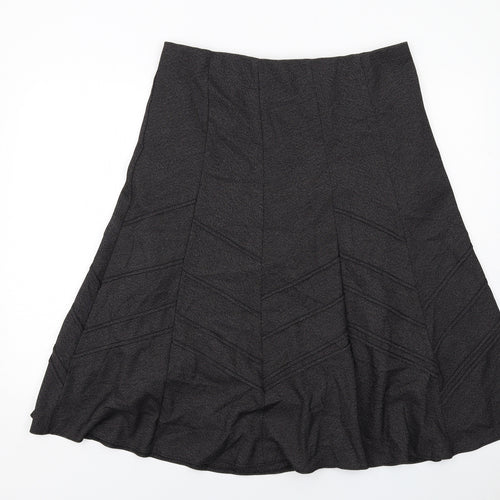 Marks and Spencer Womens Grey Geometric Polyester Swing Skirt Size 16