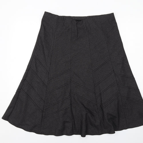 Marks and Spencer Womens Grey Geometric Polyester Swing Skirt Size 16
