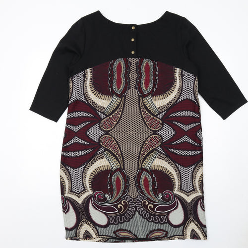Per Una Womens Multicoloured Geometric Polyester A-Line Size 16 Round Neck Snap