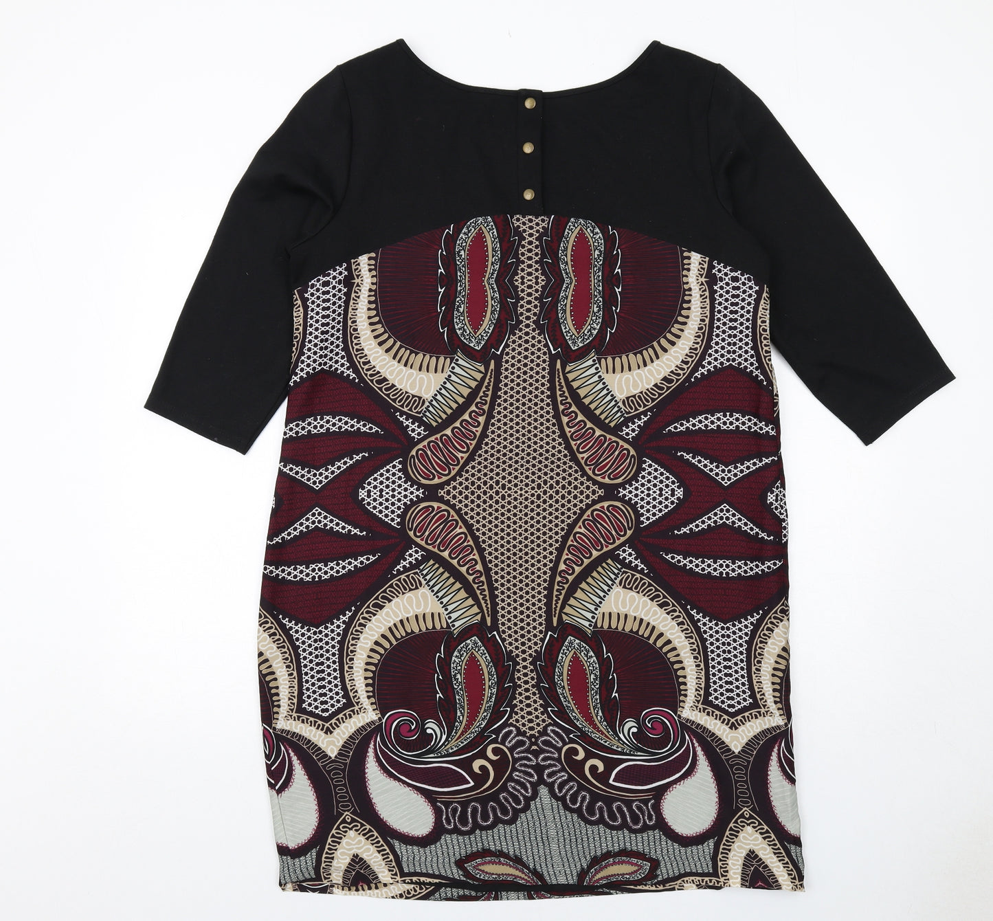 Per Una Womens Multicoloured Geometric Polyester A-Line Size 16 Round Neck Snap