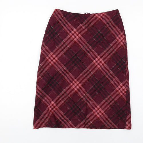Dorothy Perkins Womens Pink Plaid Polyester A-Line Skirt Size 8 Zip