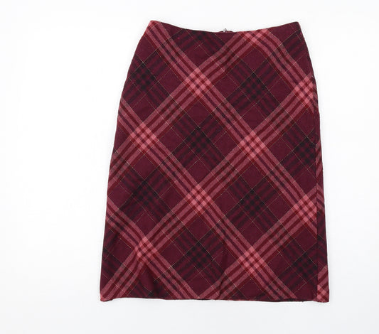 Dorothy Perkins Womens Pink Plaid Polyester A-Line Skirt Size 8 Zip