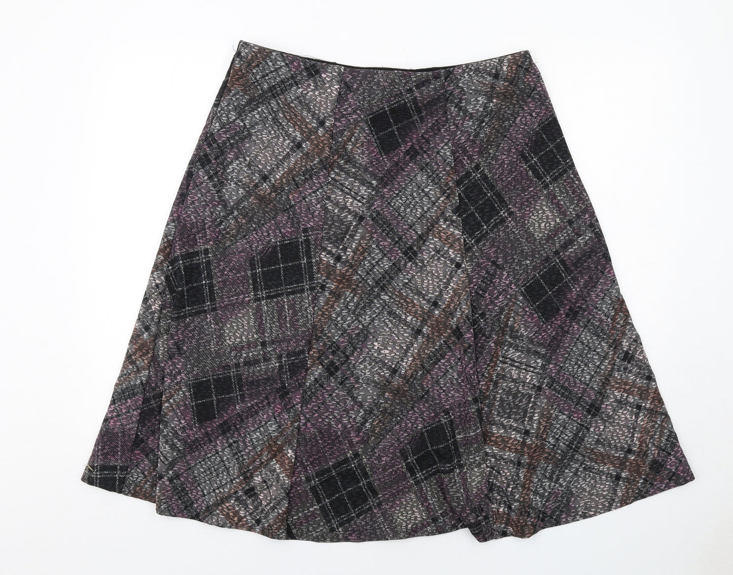 Anna Rose Womens Multicoloured Plaid Polyester Swing Skirt Size 16