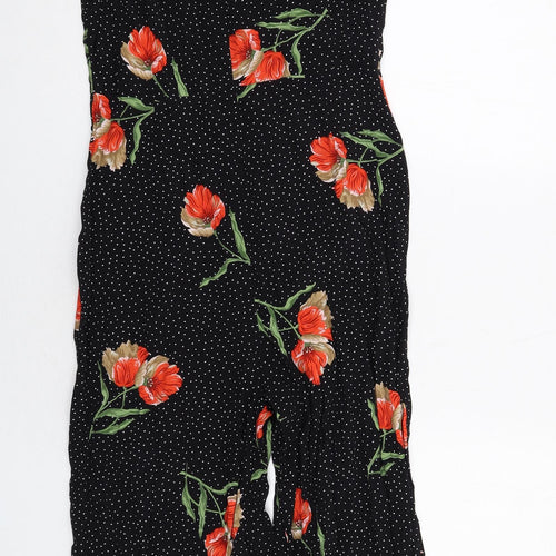 Topshop Womens Black Polka Dot Viscose Jumpsuit One-Piece Size 10 Zip - Floral