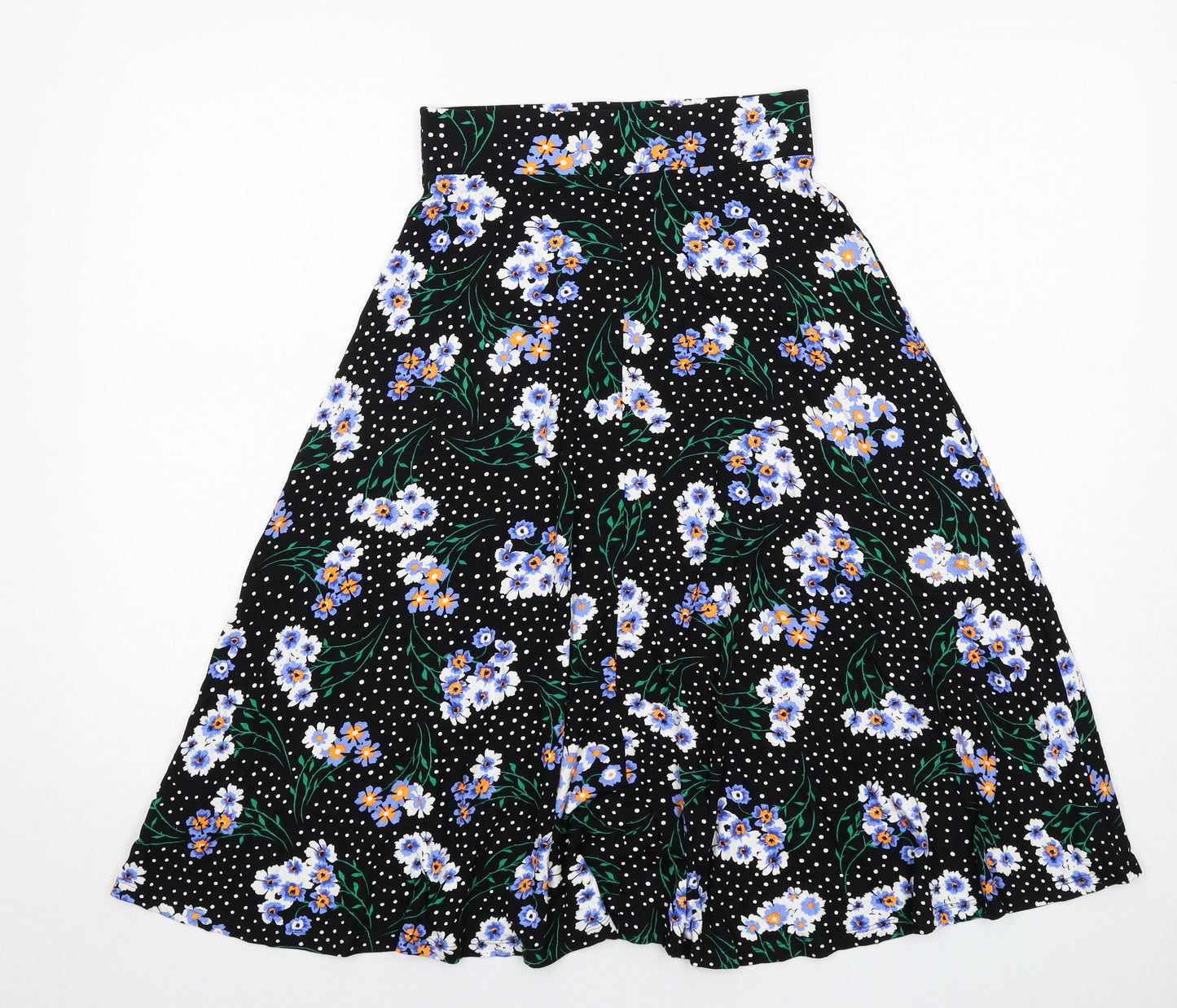 Marks and Spencer Womens Black Floral Viscose Peasant Skirt Size 6