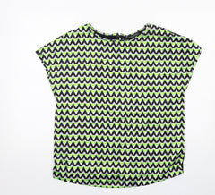 Marks and Spencer Womens Multicoloured Geometric Polyester Basic Blouse Size 12 Round Neck