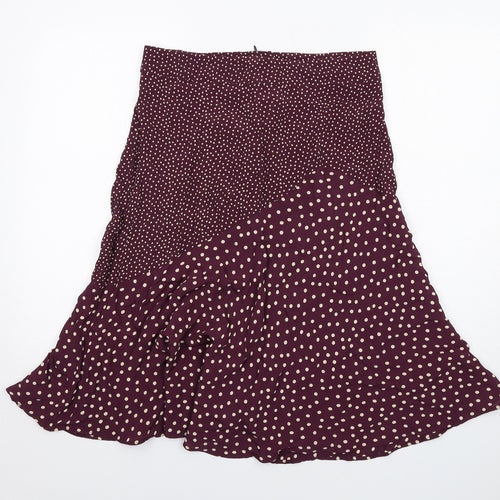 Fat Face Womens Purple Polka Dot Polyester Swing Skirt Size 12 Zip