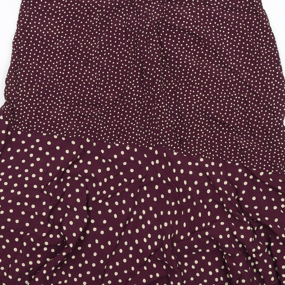 Fat Face Womens Purple Polka Dot Polyester Swing Skirt Size 12 Zip