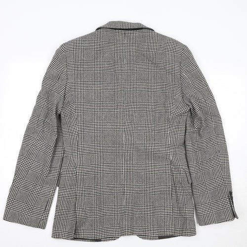 Zara Mens Multicoloured Plaid Wool Jacket Blazer Size 46 Regular