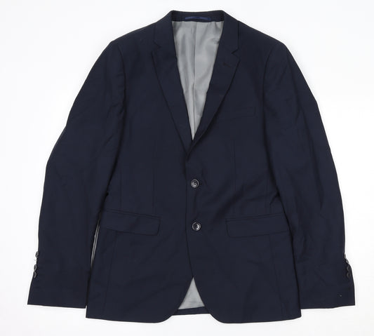 Peter Werth Mens Blue Polyester Jacket Suit Jacket Size 38 Regular