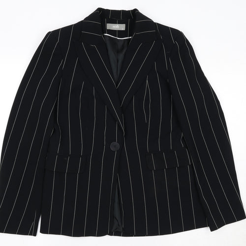 Wallis Womens Black Pinstripe Polyester Jacket Suit Jacket Size 12