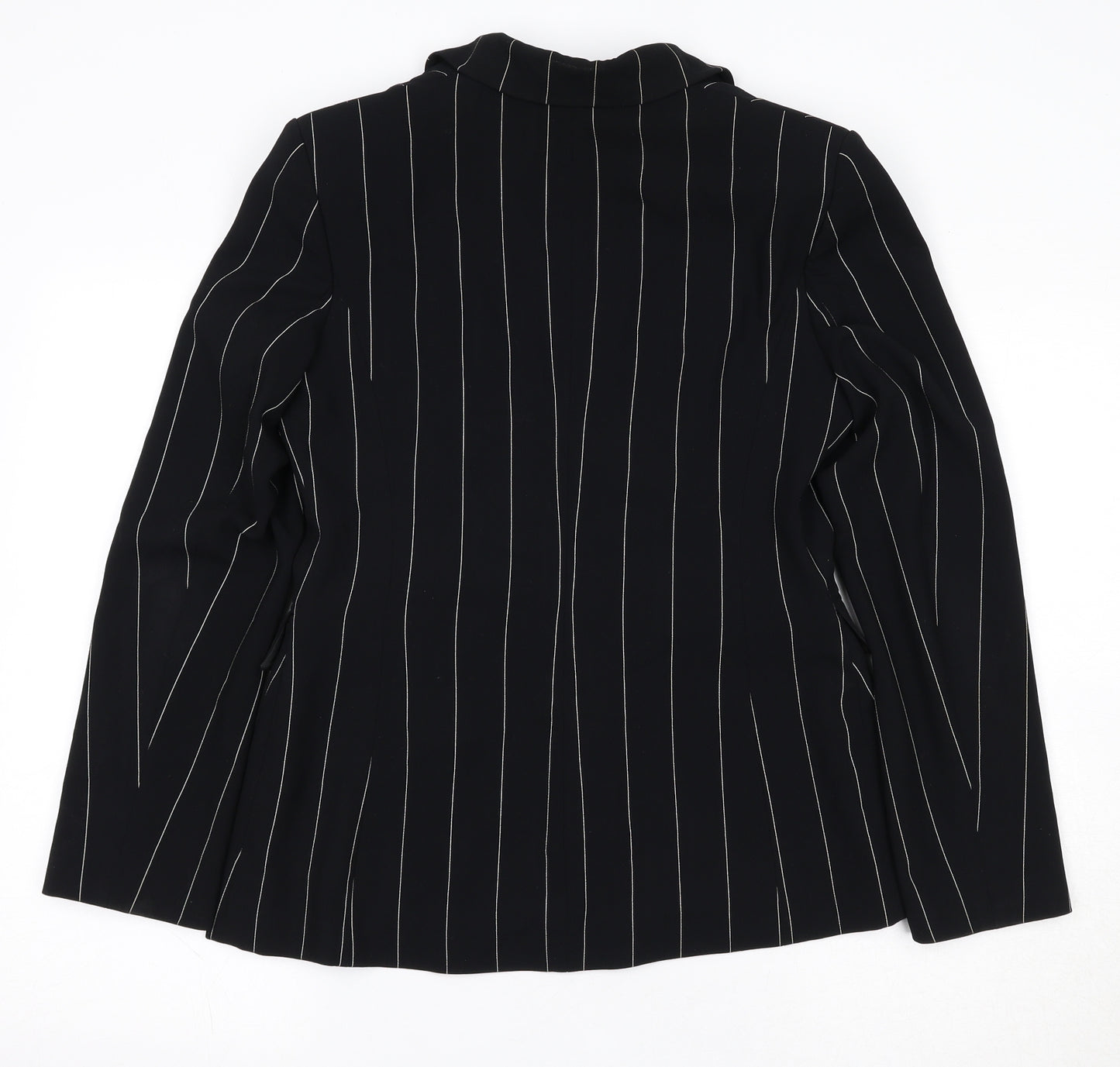 Wallis Womens Black Pinstripe Polyester Jacket Suit Jacket Size 12