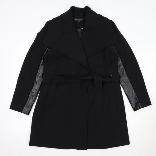 Marks and Spencer Womens Black Overcoat Coat Size 12 Tie
