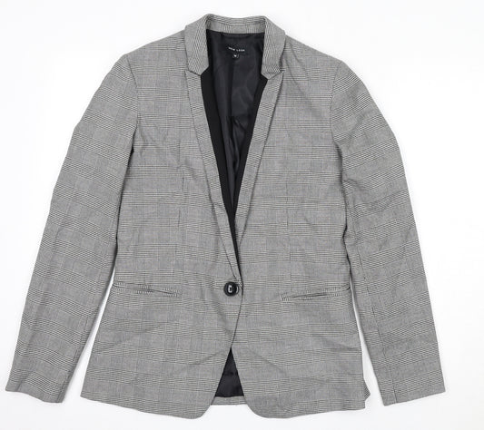 New Look Womens Grey Check Polyester Jacket Suit Jacket Size 10