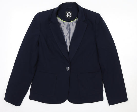 Debenhams Womens Blue Polyester Jacket Blazer Size 12 - Shoulder Pads